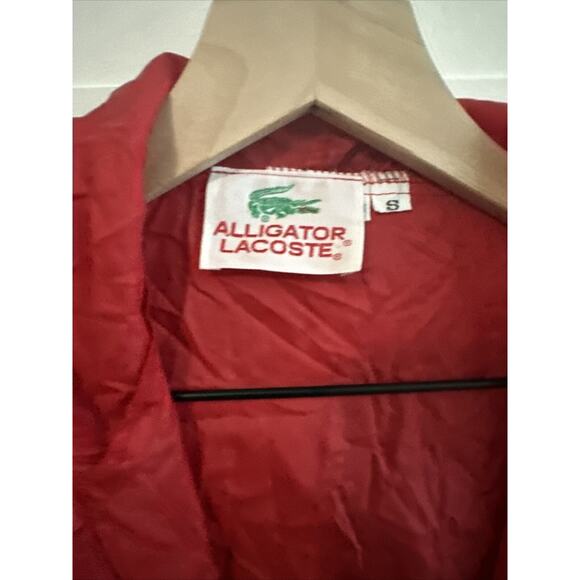 Lacoste Alligator 80s Full Zip Windbreaker Rain Jacket Red Convert To Pouch Sz S - Picture 2 of 16